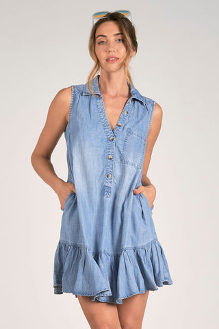 Elan- Sleeveless Chambray Dress