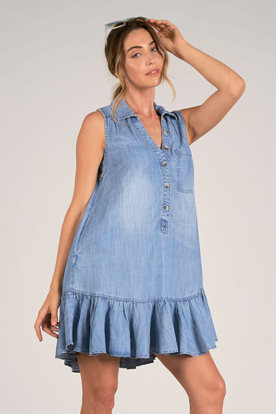 Elan- Sleeveless Chambray Dress