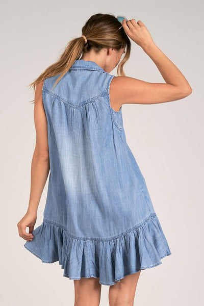 Elan- Sleeveless Chambray Dress