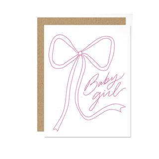 Pink Bow Baby Girl Baby Shower Greeting Card
