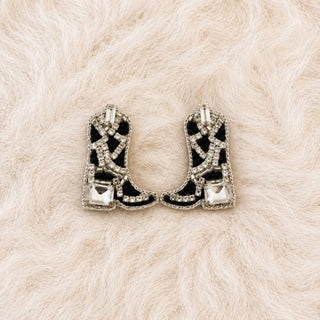 Shania Crystal Cowgirl Boot Hand Made Embellished  Beaded Stud Earrings