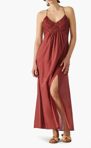 Brianna Side Slit Sleeveless Cotton Maxi Dress