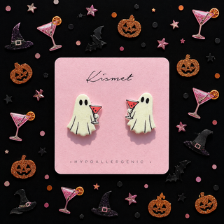Pink Martini Ghost Stud Earrings