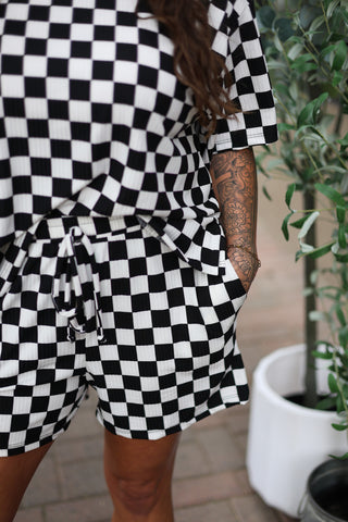 Rory Ribbed Checkerboard Print Set
