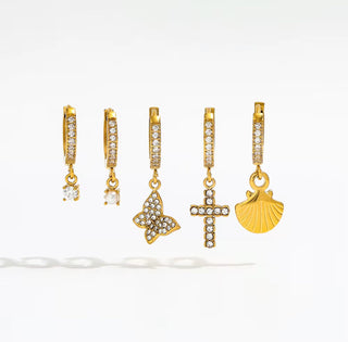 Dainty Pearl Drop Crystal Pave Huggies