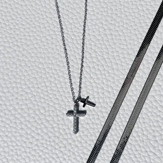 Angelic Dainty Double Charm Cross Necklace