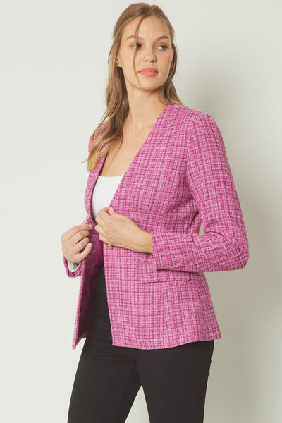 Olivia Tweed Blazer- Orchid