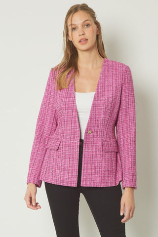 Olivia Tweed Blazer- Orchid