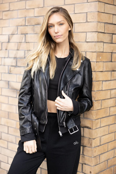 Mauritius- Freda RF Leather Jacket, Black on Black