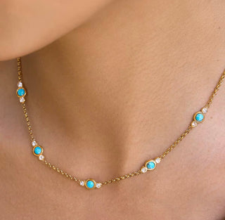 Falling Water Turquoise and Crystal Layering Necklace