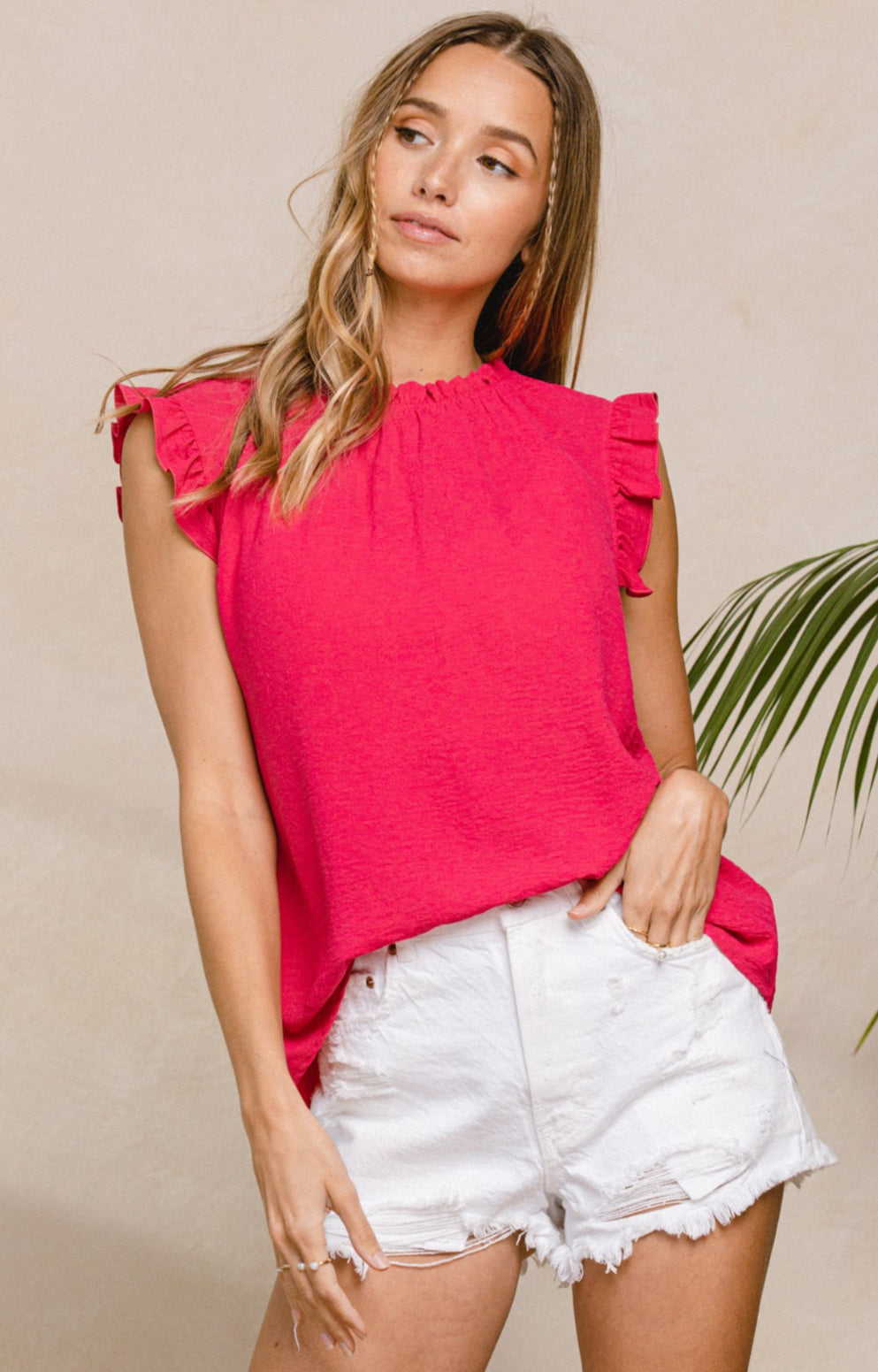 Rachel Ruffle Top- Fuchsia