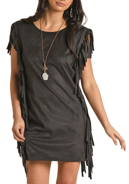 Miranda Micro-Suede Fringe Dress-