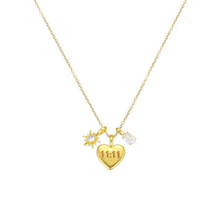 11:11 Engraved Heart Charm Necklace