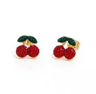 Cheery Cherry Crystal Studs