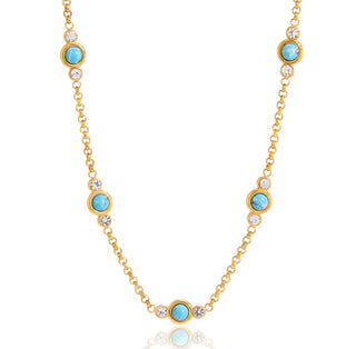 Falling Water Turquoise and Crystal Layering Necklace