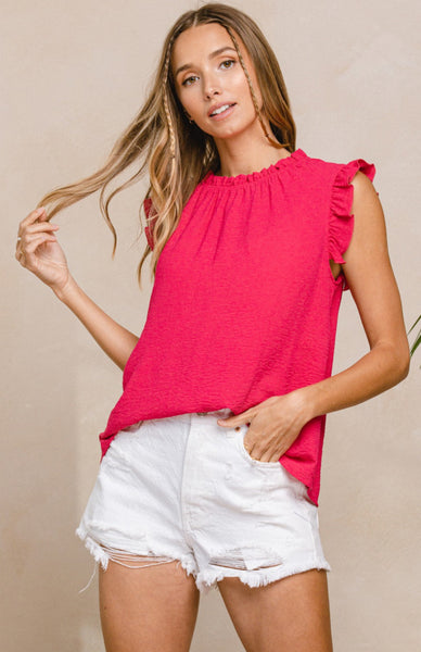 Rachel Ruffle Top- Fuchsia