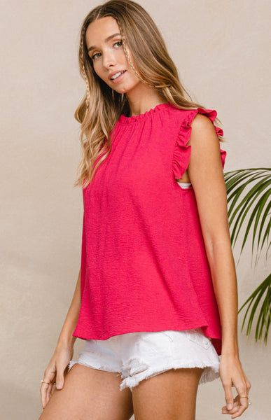 Rachel Ruffle Top- Fuchsia