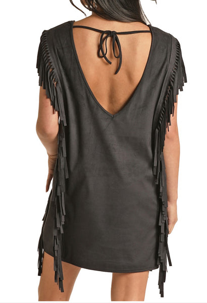 Miranda Micro-Suede Fringe Dress-