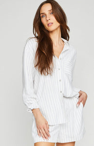 Gentle Fawn- Portia Button Down Shirt- White Stripe