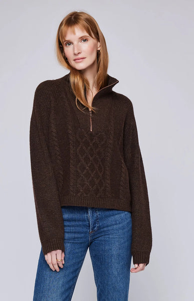 Gentle Fawn- Georgie Half Zip Pullover- Espresso