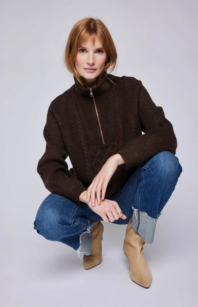 Gentle Fawn- Georgie Half Zip Pullover- Espresso