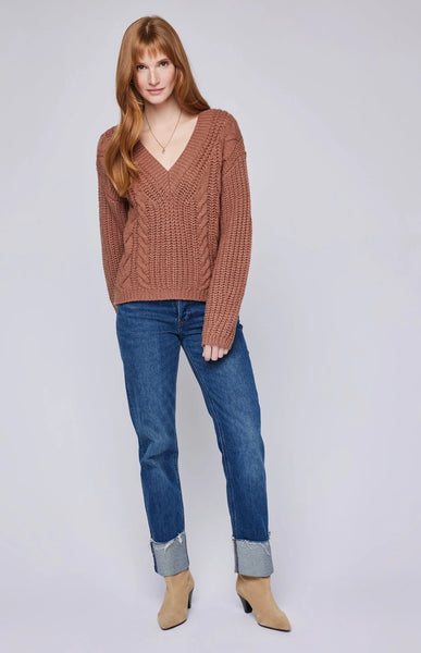 Gentle Fawn- Octavia V-Neck Sweater- Camel