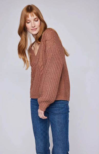 Gentle Fawn- Octavia V-Neck Sweater- Camel