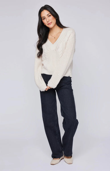 Gentle Fawn- Octavia V-Neck Sweater- Cream