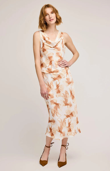 Tatiana Satin Midi Skirt- Sienna Petal