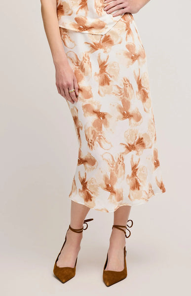 Tatiana Satin Midi Skirt- Sienna Petal