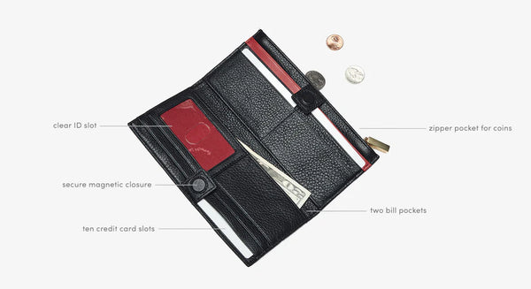 Hammitt- 110 North Wallet- Black/Brushed Gold