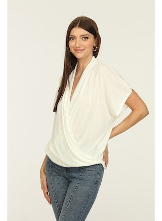 Shelly Surplice Cupro Tee- Ivory