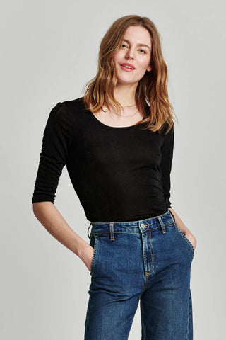 Francesca Side Ruching Top- Black