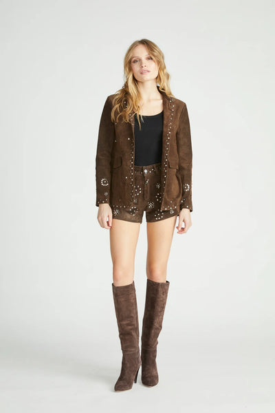 Driftwood- Suede Studded Shorts