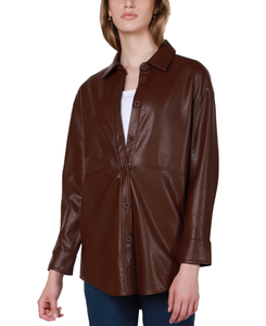 Rusty Faux Leather Overshirt