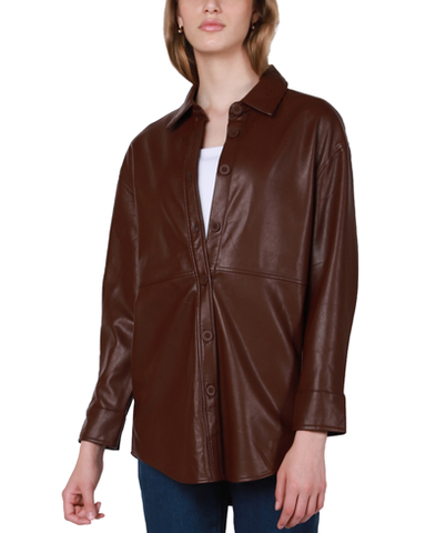 Rusty Faux Leather Overshirt