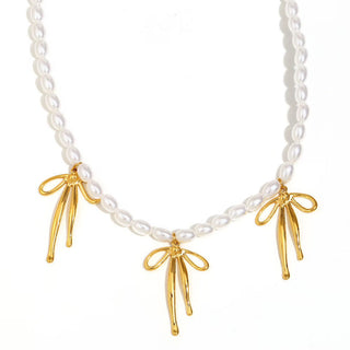 Pearl Bow Collar Necklace