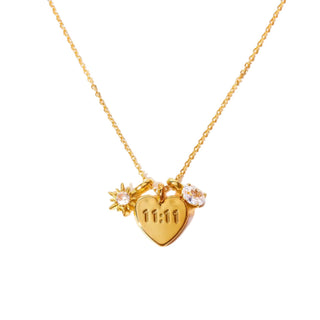 11:11 Engraved Heart Charm Necklace