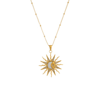 Sun Moon and Stars Shell Pendant Necklace