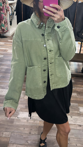 Ellie Denim Jacket- Sage Green