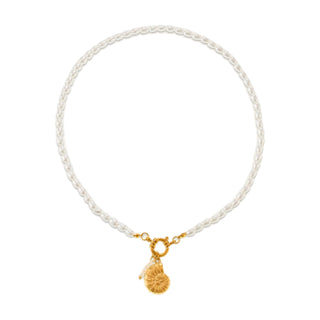 Fringe Pearl Conch Charm Choker