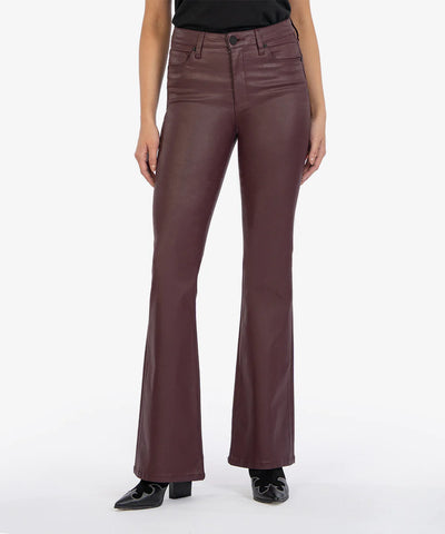 Kut From The Kloth- Ana Fab Ab Coated High Waist Flare Jeans (Bordeaux)