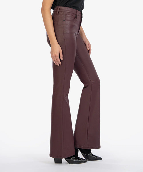 Kut From The Kloth- Ana Fab Ab Coated High Waist Flare Jeans (Bordeaux)