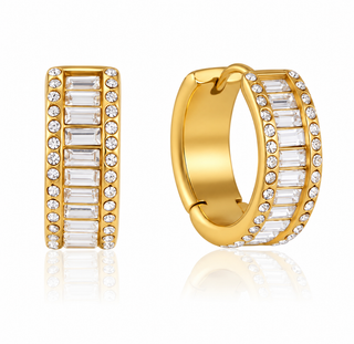 Roxie Baguette Crystal Huggie Hoops