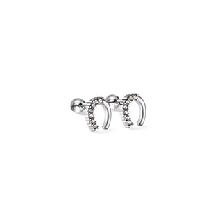 Lucky Horse Shoe CZ Studs
