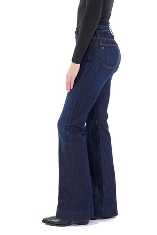 Haala-BELLA : TROUSER FLARE (DEEP OCEAN) GOLD COMBO