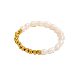 Pearl Gold Beaded Stretch Bracelet