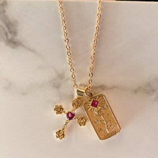 Lovers Card Double Charm Pendant Necklace