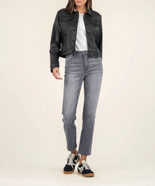 Kut From The Kloth- Julia Coated Black Crop Jacket