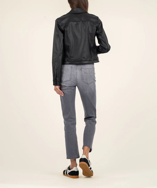 Kut From The Kloth- Julia Coated Black Crop Jacket